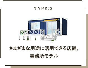 さまざまな用途に活用できる店舗、事務所モデル