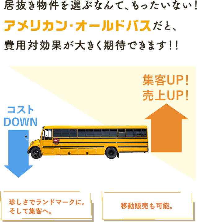 アメリカン・オールドバスだと、費用対効果が大きく期待できます